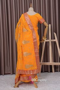 Đồ Ấn Độ - Sari Ấn Độ Cam