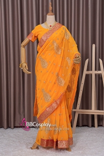 Trang Phục Ấn Độ - Sari Ấn Độ Cam
