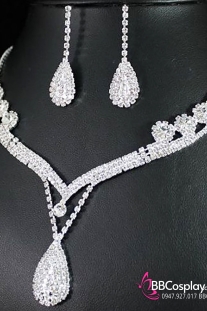 Bộ Trang Sức Thời Trang Đính Đá Giọt Lệ 3 Món