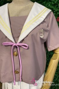 Tramg Phục Nữ Sinh Hồng Ruốc Váy Trắng Siêu Cuteee Size Lớn