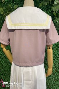 Tramg Phục Nữ Sinh Hồng Ruốc Váy Trắng Siêu Cuteee Size Lớn