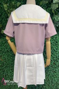 Tramg Phục Nữ Sinh Hồng Ruốc Váy Trắng Siêu Cuteee Size Lớn