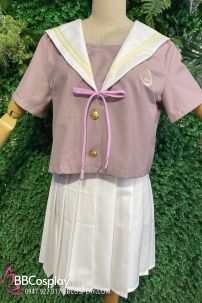 Tramg Phục Nữ Sinh Hồng Ruốc Váy Trắng Siêu Cuteee Size Lớn