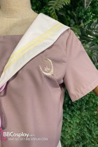 Tramg Phục Nữ Sinh Hồng Ruốc Váy Trắng Siêu Cuteee Size Lớn