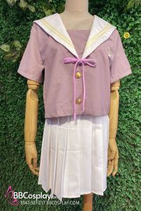 Tramg Phục Nữ Sinh Hồng Ruốc Váy Trắng Siêu Cuteee Size Lớn