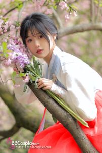 Hanbok Cưới Áo Xanh Váy Carot Vải Gấm