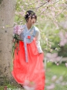 Hanbok Cưới Áo Xanh Váy Carot Vải Gấm