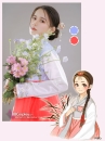 Hanbok Cưới Áo Xanh Váy Carot Vải Gấm