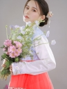 Hanbok Cưới Áo Xanh Váy Carot Vải Gấm