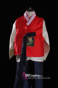 Hanbok Bé Trai Áo Đỏ Quần Xanh