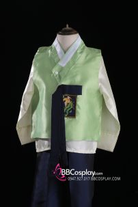 Hanbok Bé Trai Áo Xanh Mạ Quần Xanh
