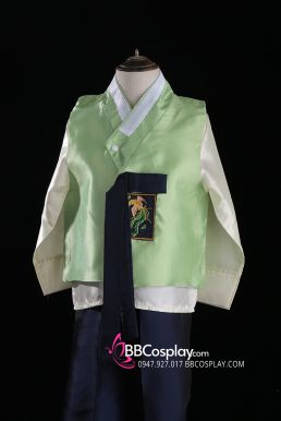 Hanbok Bé Trai Áo Xanh Mạ Quần Xanh