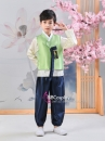 Hanbok Bé Trai Áo Xanh Mạ Quần Xanh