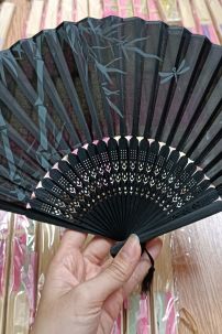 Quạt Xếp Nền Đen Cây Trúc