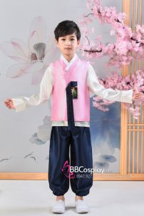 Hanbok Bé Trai Áo Hồng Quần Xanh