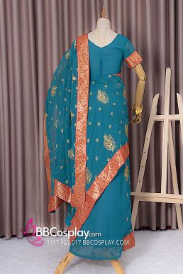 Trang Phục Sari Ấn Độ Màu Xanh