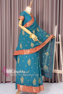 Trang Phục Sari Ấn Độ Màu Xanh