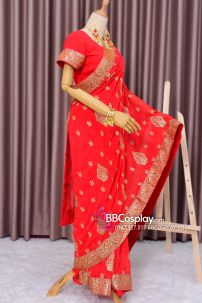 Trang Phục Saree Ấn Độ Đỏ Hàng Nhập Từ Ấn