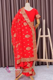 Trang Phục Saree Ấn Độ Đỏ Hàng Nhập Từ Ấn