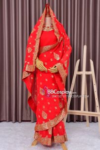 Trang Phục Saree Ấn Độ Đỏ Hàng Nhập Từ Ấn