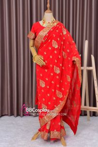 Trang Phục Saree Ấn Độ Đỏ Hàng Nhập Từ Ấn