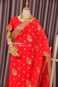 Trang Phục Saree Ấn Độ Đỏ Hàng Nhập Từ Ấn