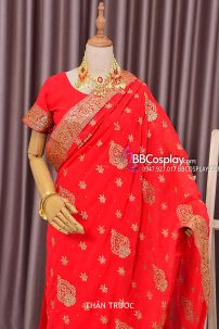 Trang Phục Saree Ấn Độ Đỏ Hàng Nhập Từ Ấn