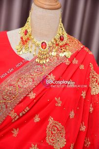 Trang Phục Saree Ấn Độ Đỏ Hàng Nhập Từ Ấn