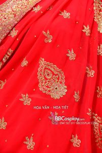 Trang Phục Saree Ấn Độ Đỏ Hàng Nhập Từ Ấn