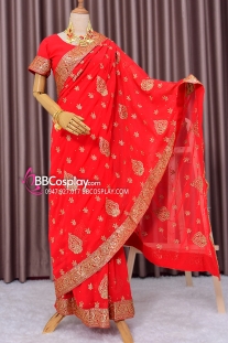 Đồ Saree Ấn Độ Đỏ Hàng Nhập Từ Ấn