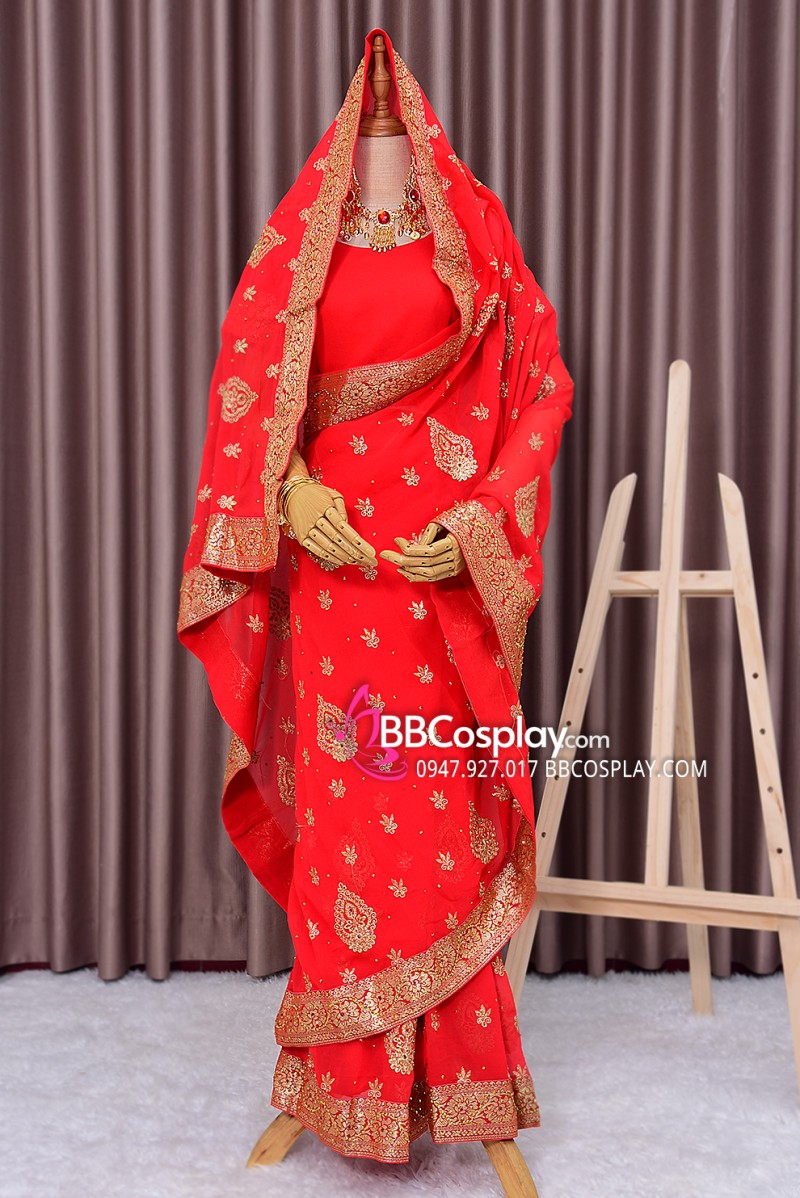 Đồ Saree Ấn Độ Đỏ Hàng Nhập Từ Ấn