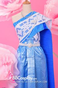 Đồ Chakkri Thái Lan Xanh Lam Sabai Trắng