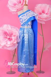 Đồ Chakkri Thái Lan Xanh Lam Sabai Trắng