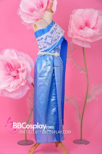 Đồ Chakkri Thái Lan Xanh Lam Sabai Trắng