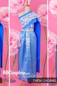 Đồ Chakkri Thái Lan Xanh Lam Sabai Trắng