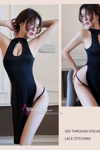 Sườn Xám Ôm Thun Sexy Đen Takizawa