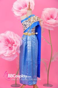 Đồ Chakkri Thái Lan Xanh Lam Sabai Vàng