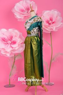 Đồ Chakkri Xanh Lá Mía Ánh Kim