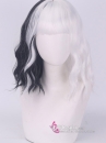 Tóc Giả Ngắn Nữa Trắng Đen Gợn Sóng