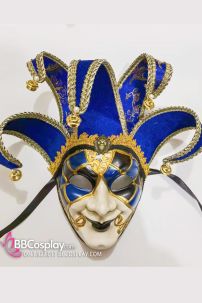 Mặt Nạ Chú Hề Lễ Hội Venetian Xanh Đen