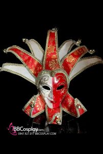 Mặt Nạ Lễ Hội Thành Phố Xa Hoa Nước Ý - Màu Đỏ Trắng