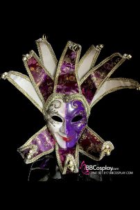 Mặt Nạ Lễ Hội Thành Phố Xa Hoa Nước Ý - Màu Tím Trắng