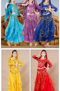 Đồ Múa Bụng Màu Xanh Nhạt Tay Dài Váy Kim Tuyến Rũ Mẫu Mới 2025