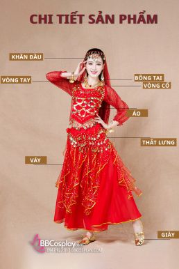 Trang Phục Múa Bụng Màu Xanh Nhạt Tay Dài Váy Kim Tuyến Rũ Mẫu Mới 2023