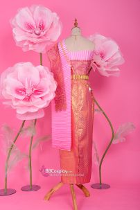 Đồ Campuchia Hồng Cánh Sen Váy Cam