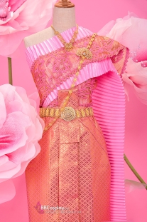 Trang Phục Campuchia Hồng Cánh Sen Váy Cam