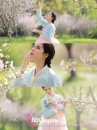 Trang Phục Hanbok Hàn Quốc Áo Xanh Váy Hồng Cam Pastel