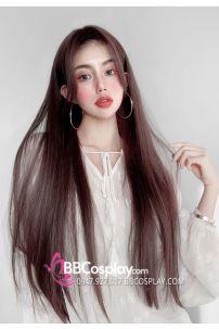 DH ODTK 314604 Tóc Giả Nâu Hạt Dẻ 2 Mái Dài 80Cm 15872