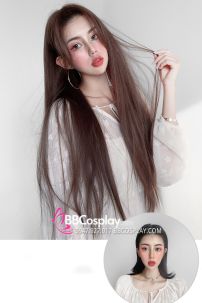 DH ODTK 314604 Tóc Giả Nâu Hạt Dẻ 2 Mái Dài 80Cm 15872