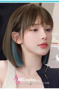 Tóc Ngắn Nâu Line Xanh